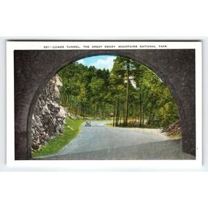Vintage Linen Postcard Lower Tunnel Great Smoky Mountains National Park